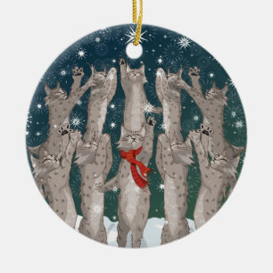 Tio Lynx a-Leaping dubbla-sidig keramisk ornament