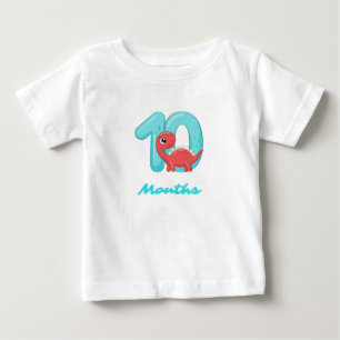 Tio månaders söt dinosaur Baby T-Shirt