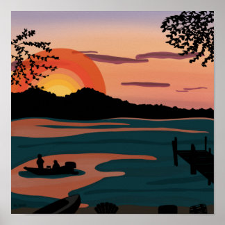 Tio miljoner Sjö Sunset Poster