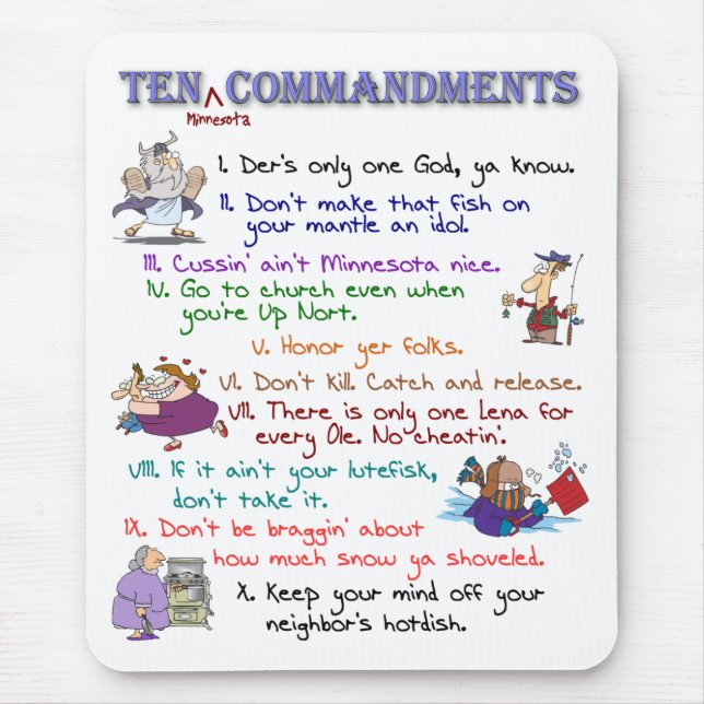 Tio Minnesota Commandments Mousepad Musmatta (Framsidan)