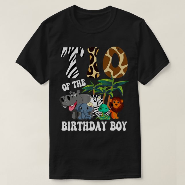 Tio of the Birthday Boy Zoo Bday Safari Celebratio T Shirt (Design framsida)