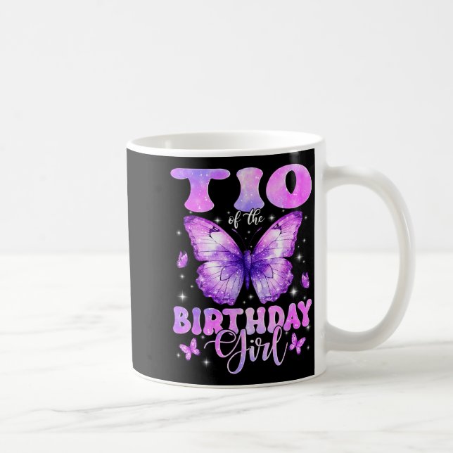 Tio Of The Birthday Girl Butterfly Funny Family  Kaffemugg (Höger)