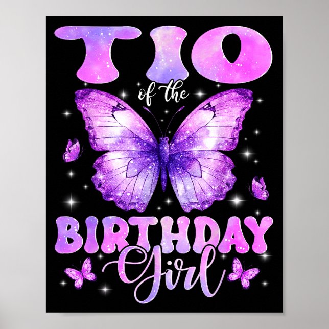 Tio Of The Birthday Girl Butterfly Funny Family  Poster (Framsidan)