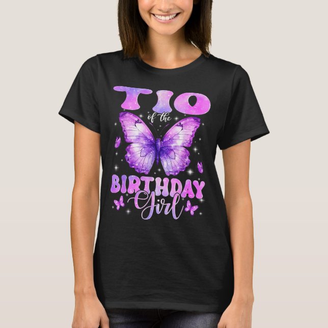 Tio Of The Birthday Girl Butterfly Funny Family  T Shirt (Framsida)