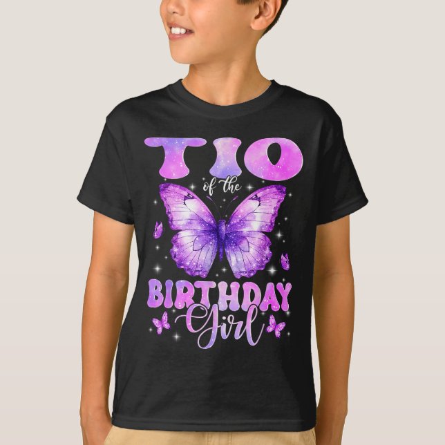 Tio Of The Birthday Girl Butterfly Funny Family  T Shirt (Framsida)