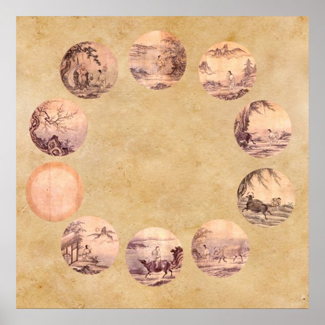 Tio Oxherding Zen Poster (Framsidan)