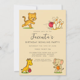 Tio Pin Bowling Födelsedagsfest Anpassningsbar Inbjudningar