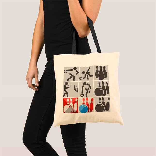Tio Pin Bowling Icons Sport Tote Bag Tygkasse (Skapare uppladdad)