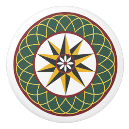 Tio-Point Star Lattice Amish Dutch Hex Sign Knob Knopp