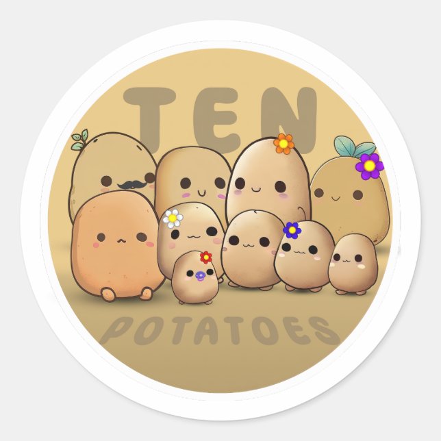 Tio potatis runt klistermärke (Framsida)
