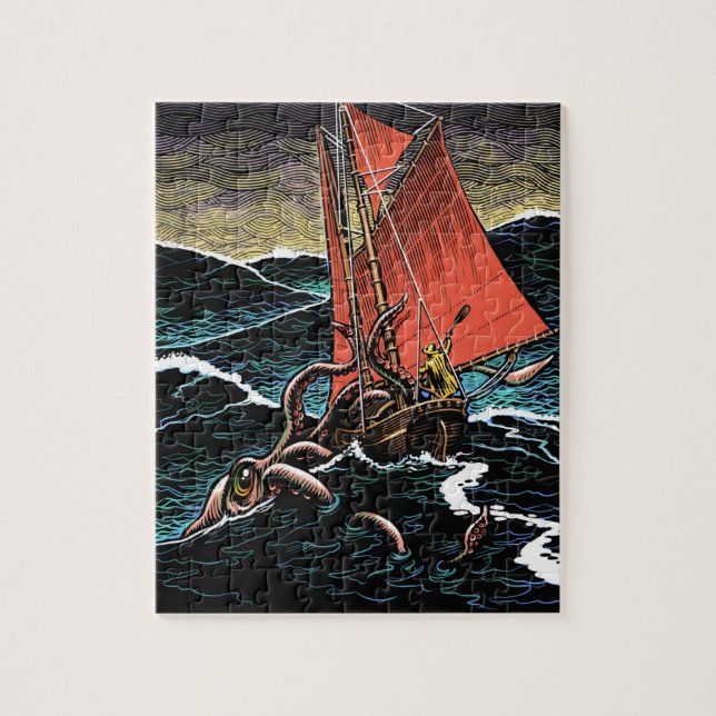 Tioarmad bläckfiskattackpussel pussel (Vertikal)