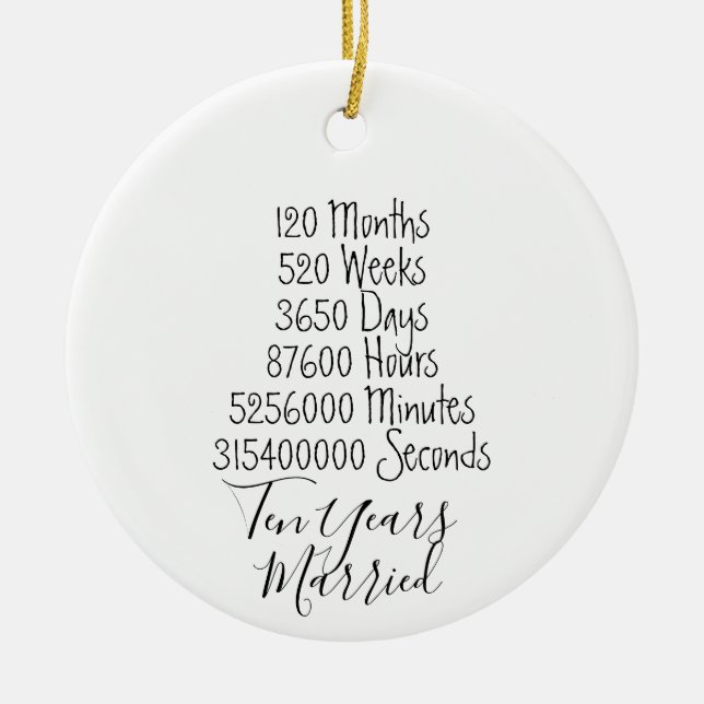 Tioårsjubileum 10:e bröllop-året gifta par julgransprydnad keramik (Framsidan)