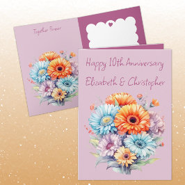 Tioårsjubileum gerbera-blommor lavender kort