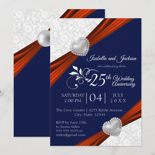 Tioårsjubileum - Röd, Vit och Blått Inbjudningar (Fram/baksida)