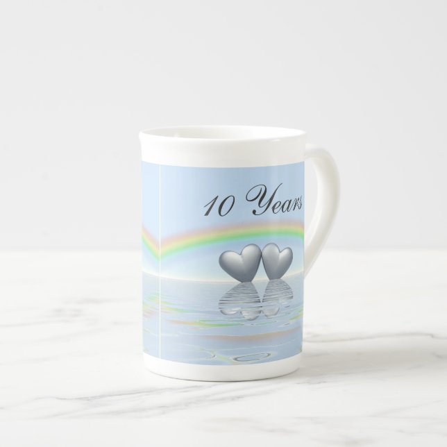 Tioårsjubileum Tin Hearts Benporslin Mugg (Framsida höger)