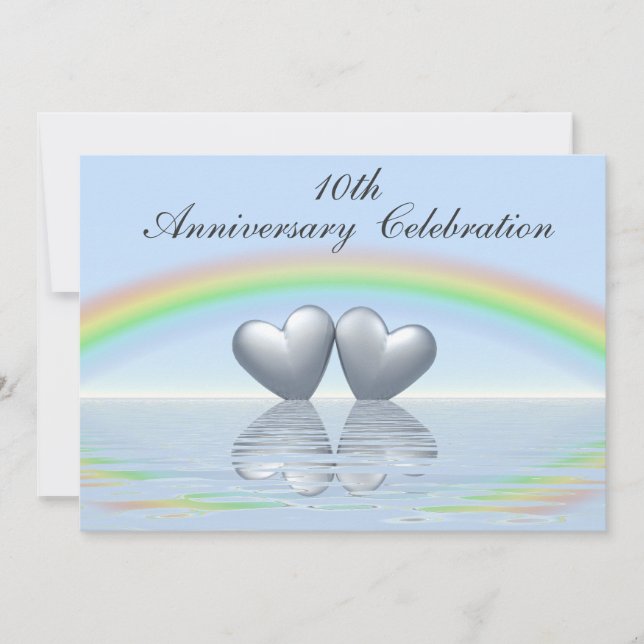 Tioårsjubileum Tin Hearts Inbjudningar (Framsida)
