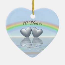 Tioårsjubileum Tin Hearts Julgransprydnad Keramik