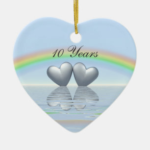 Tioårsjubileum Tin Hearts Julgransprydnad Keramik