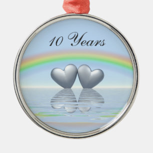 Tioårsjubileum Tin Hearts Julgransprydnad Metall
