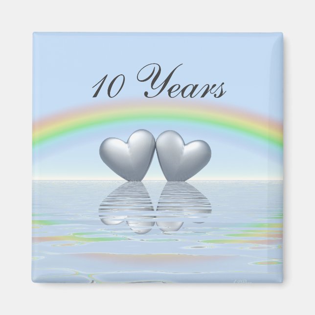 Tioårsjubileum Tin Hearts Magnet (Framsidan)