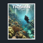 Tioman Malaysia Dyka Vykort<br><div class="desc">Tiomanön är belägen utanför öster kusten i Västmalaysia och är en populär dykplats som är känd för sitt kristallklara vatten, olika marina liv och välbevarade korallrev. I dylika områden som Tiger Reef and Labas Island förekommer bedövning under vattentopografi med simmor, fästen och en mängd reef-fisk. Tioman lämpar sig också för...</div>