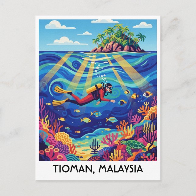 Tioman Malaysia Scuba Dykning Vykort (Framsida)