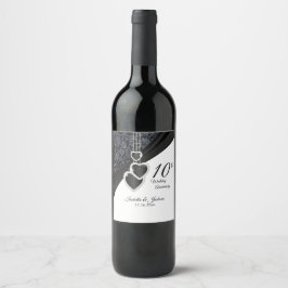 Tionde årsdagen av Onyx Bröllop Vinflaska Etikett
