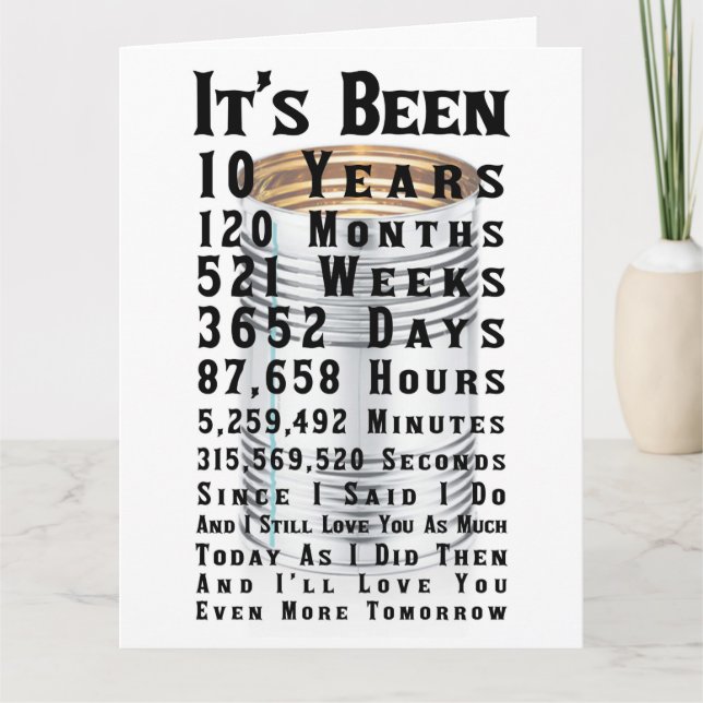 Tionde årsdagen av Tin Bröllop Kort (Framsida)