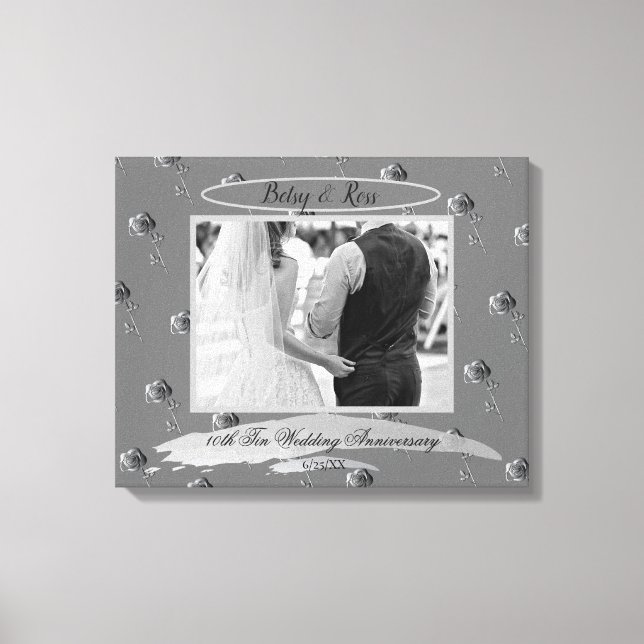 "Tionde årsdagen av Tin Bröllop" Tin Färg Ro Canvastryck (Framsida)