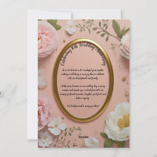 Tionde Bröllop-årsdagen av inbjudan (Baksida)