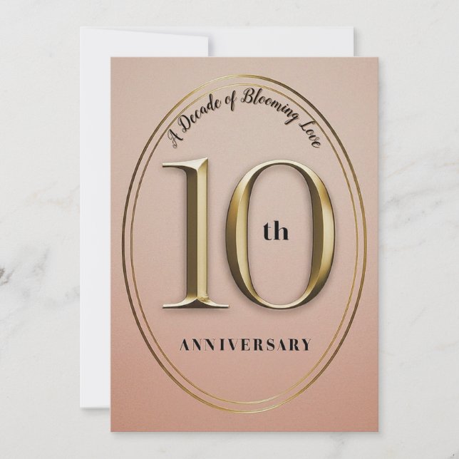 Tionde Bröllop-årsdagen av inbjudan (Framsida)