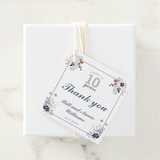 Tionde Bröllop-årsdagen Cheers 10 år Tack Gåvor Etiketter (På plats)