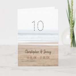 Tionde bröllop-årsdagen för surfande strand kort