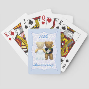 Tionde Bröllop-årsdagen Nalle par Casinokort