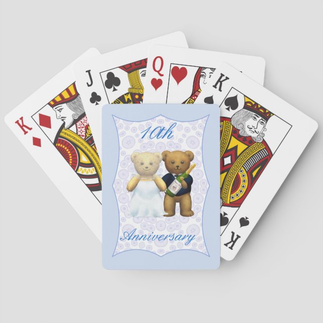 Tionde Bröllop-årsdagen Nalle par Casinokort (Baksidan)