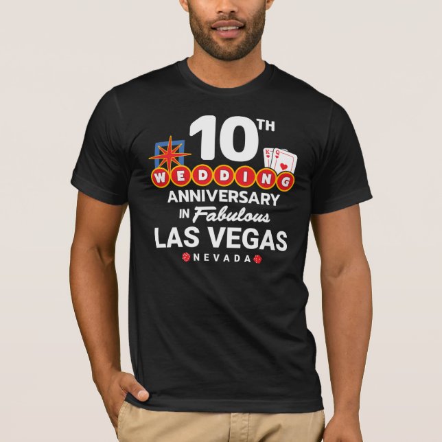 Tionde Bröllop-årsdagen Par Las Vegas Resa T Shirt (Framsida)