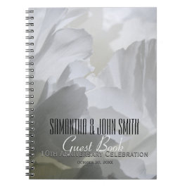 Tionde Bröllop-årsdagen Party Peony Guest Bok 1 Anteckningsbok Med Spiral