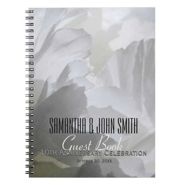 Tionde Bröllop-årsdagen Party Peony Guest Bok 1 Anteckningsbok Med Spiral (Framsidan)