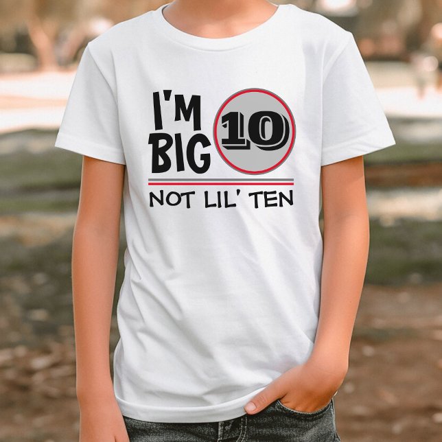 Tionde födelsedag: 10, 10, 10, 10, rött och Grått T Shirt (funny tenth birthday kids white t-shirt)