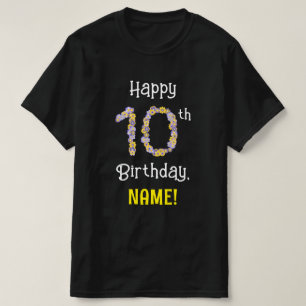 Tionde födelsedag: Blommigt Flowers Number "10" + T Shirt
