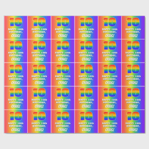 Tionde födelsedag: färgfull, Roligt Rainbow Mönste Presentpapper