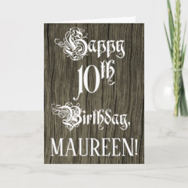 Tionde födelsedag: Finare, Elegant: Faux Wood look Kort