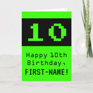 Tionde födelsedag: Nerdy/Geeky Stil "10" och Namn Kort