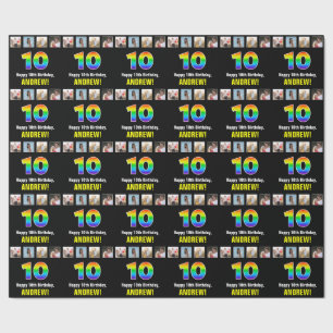 Tionde födelsedag: regnbåge "10"; Anpassningsbar F Presentpapper