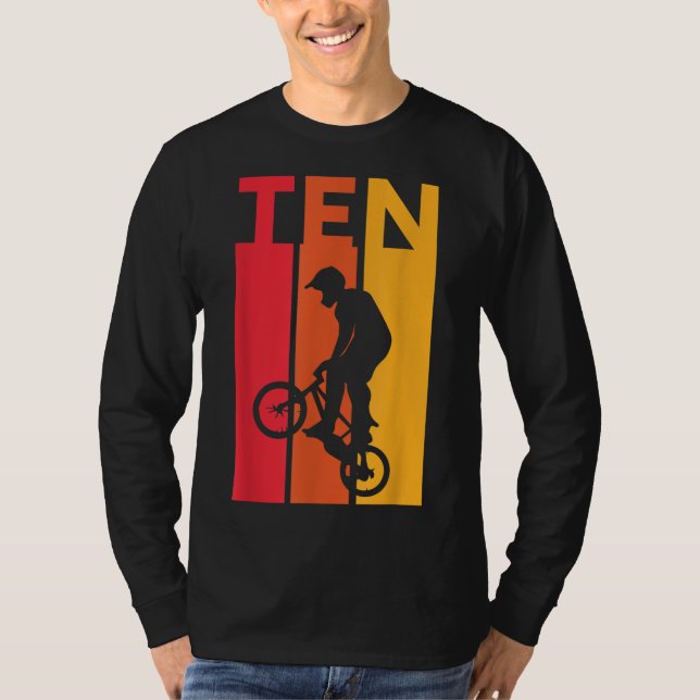 Tionde födelsedagen 10 år gamla barn Bmx Bike Älsk T Shirt (Framsida)