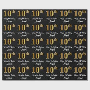 Tionde födelsedagen: Elegant Luxurious Faux Guld Presentpapper
