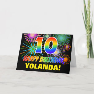 Tionde födelsedagen: Fet, Roligt, Fireworks, Rainb Kort