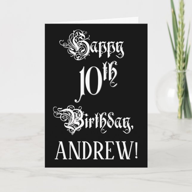 Tionde födelsedagen: Finare, Elegant, skript + ege Kort (Framsida)