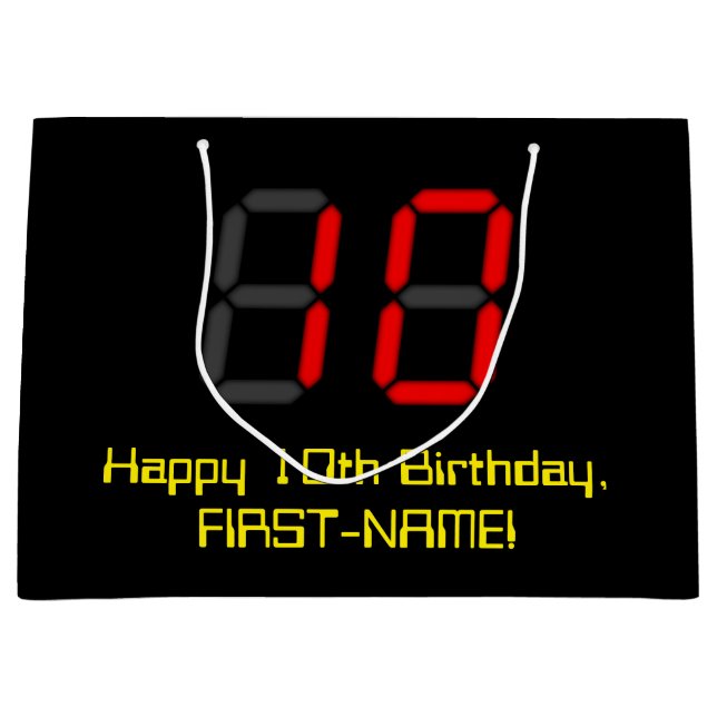 Tionde födelsedagen: Red Digital Clock Stil "10" + (Framsidan)