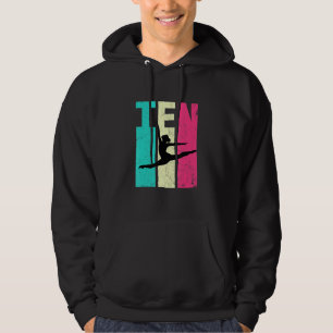 Tionde födelsedagen: Retro Gymnastics Girls 10 år Hoodie